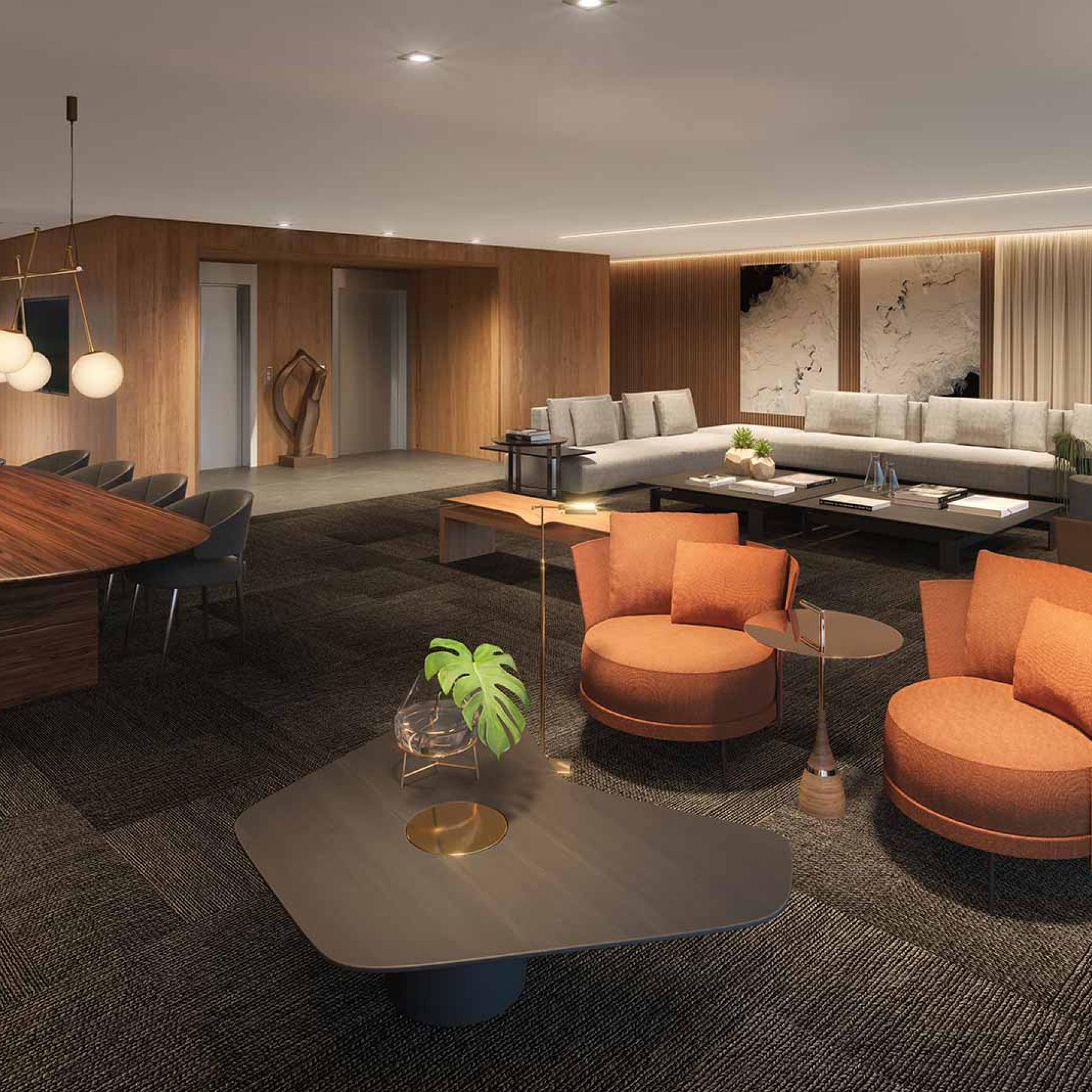 PARQUE GLOBAL │ TORRE REGENT │ LIVING DO APARTAMENTO DE 329M2