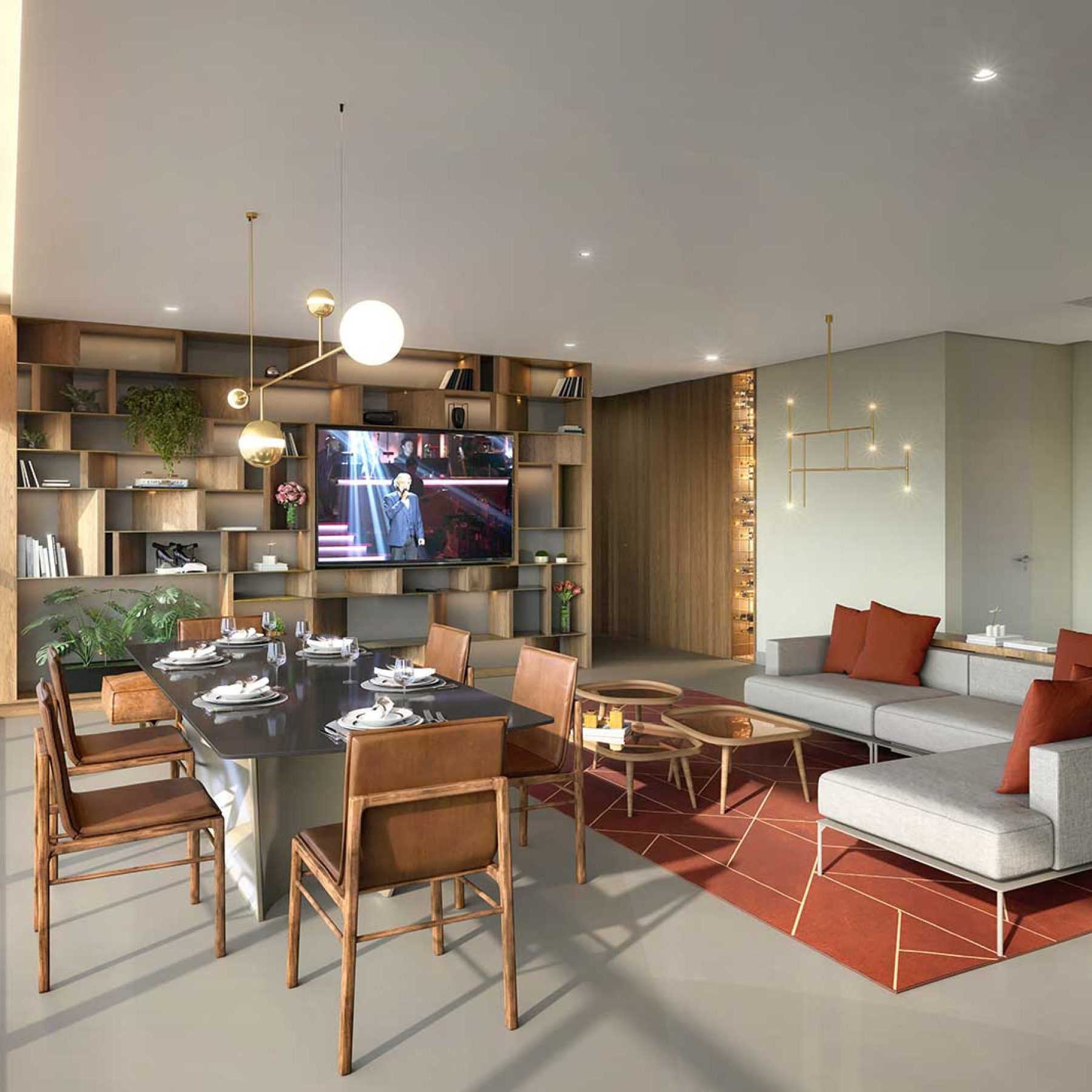 PARQUE GLOBAL │ TORRE SEMPIONE │ LIVING DO APARTAMENTO DE 140M2